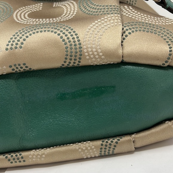 Coach Ashley F25183 Dotted Op Art North South Aegean Canvas Leather Hobo Tote - Picture 10 of 13